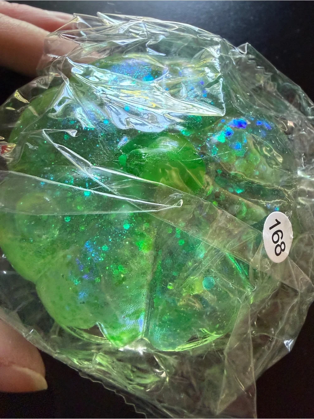 New Green Sugar Sparkle Halloween Pumpkin Jack-o-Lantern Squishy Glitter Toy 5+